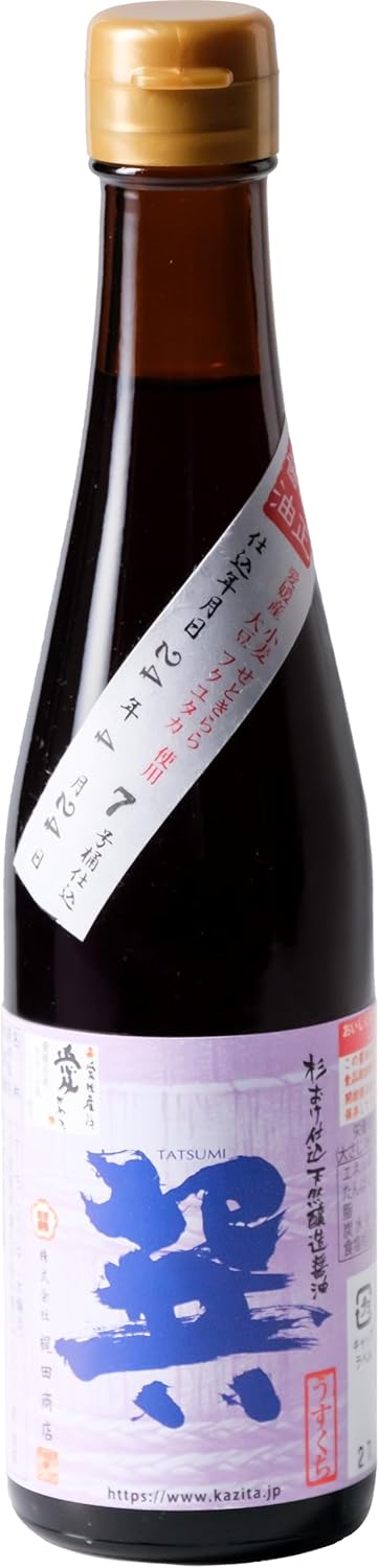 【梶田商店】天然醸造・丸大豆醤油『巽（たつみ）』淡口 300ml | うすくちしょうゆ | 明治7年創業 | 愛媛産大豆 | 無添加 | 木樽醸造 (300ml)